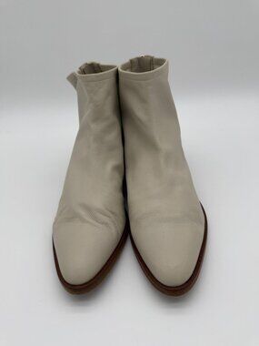 Via Spiga Cream Leather Ankle Boots With Back Zipper Size 8M EU 38